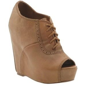 Steve Madden Annton Peeptoe Lace-up Wedge Booties